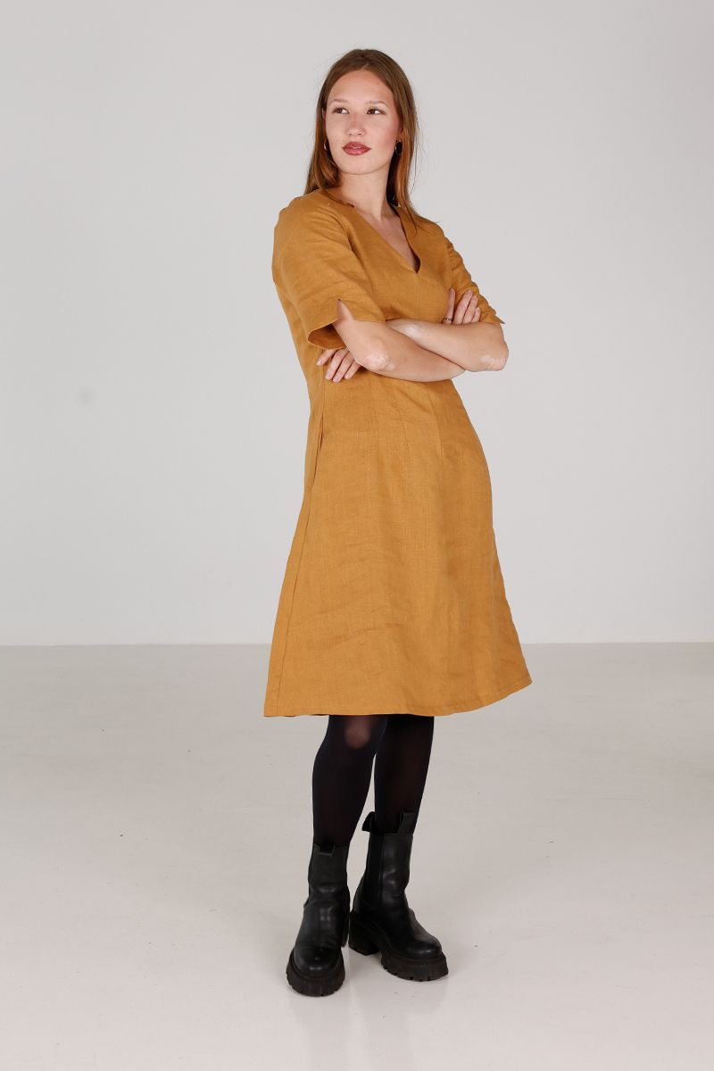 Heidi nugat linnen dress