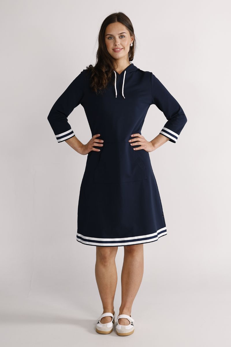 Dagny navy-blue and white dress