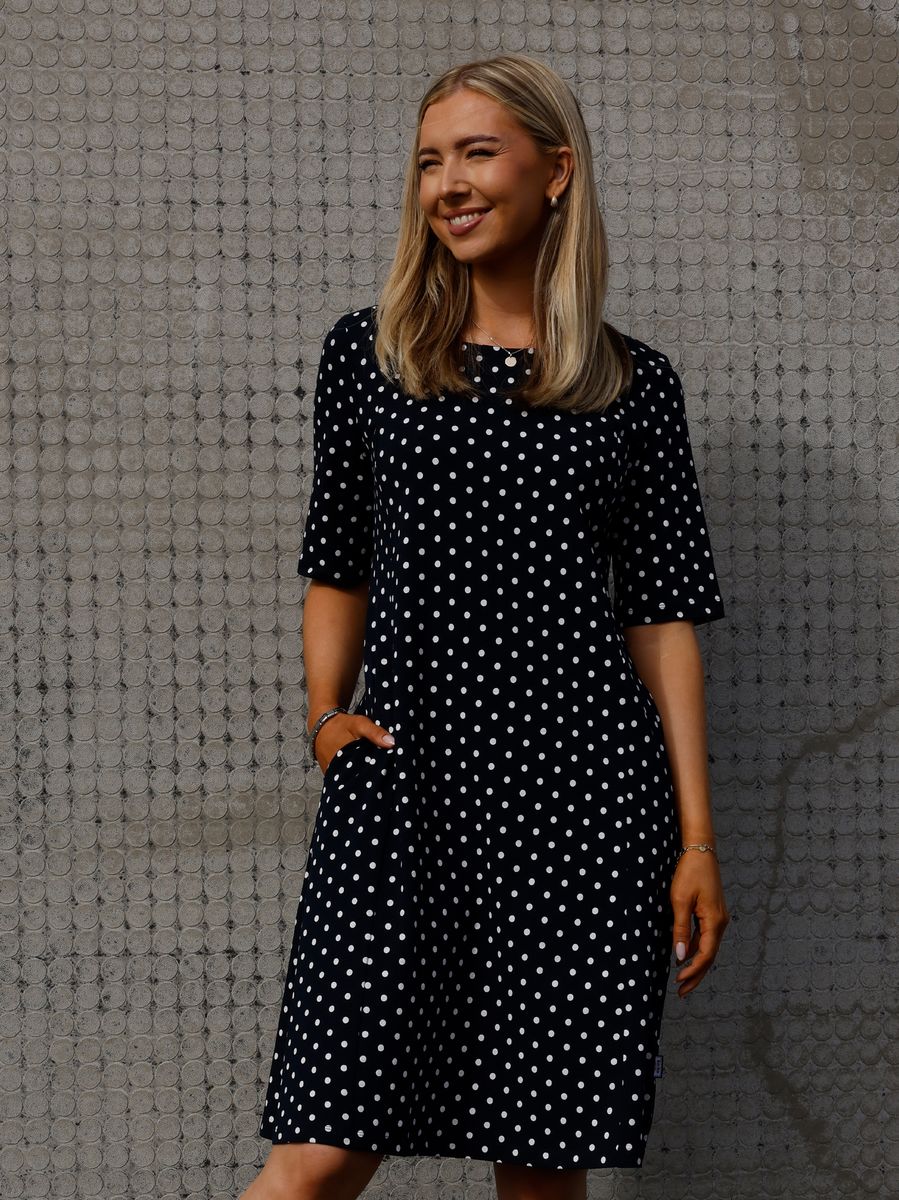 Sara blue polkadot dress 