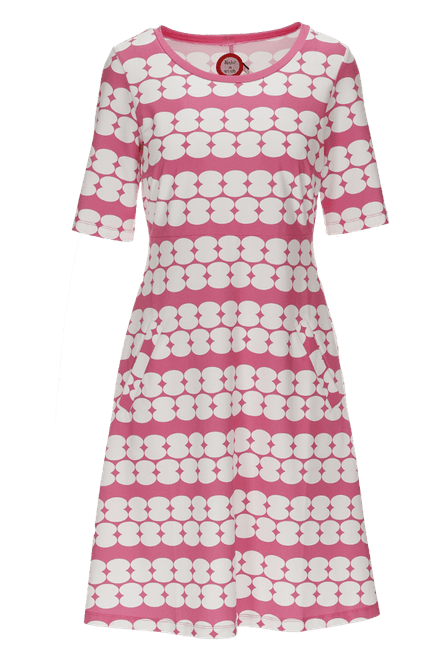 Main Image Karina pink and white patterned dress