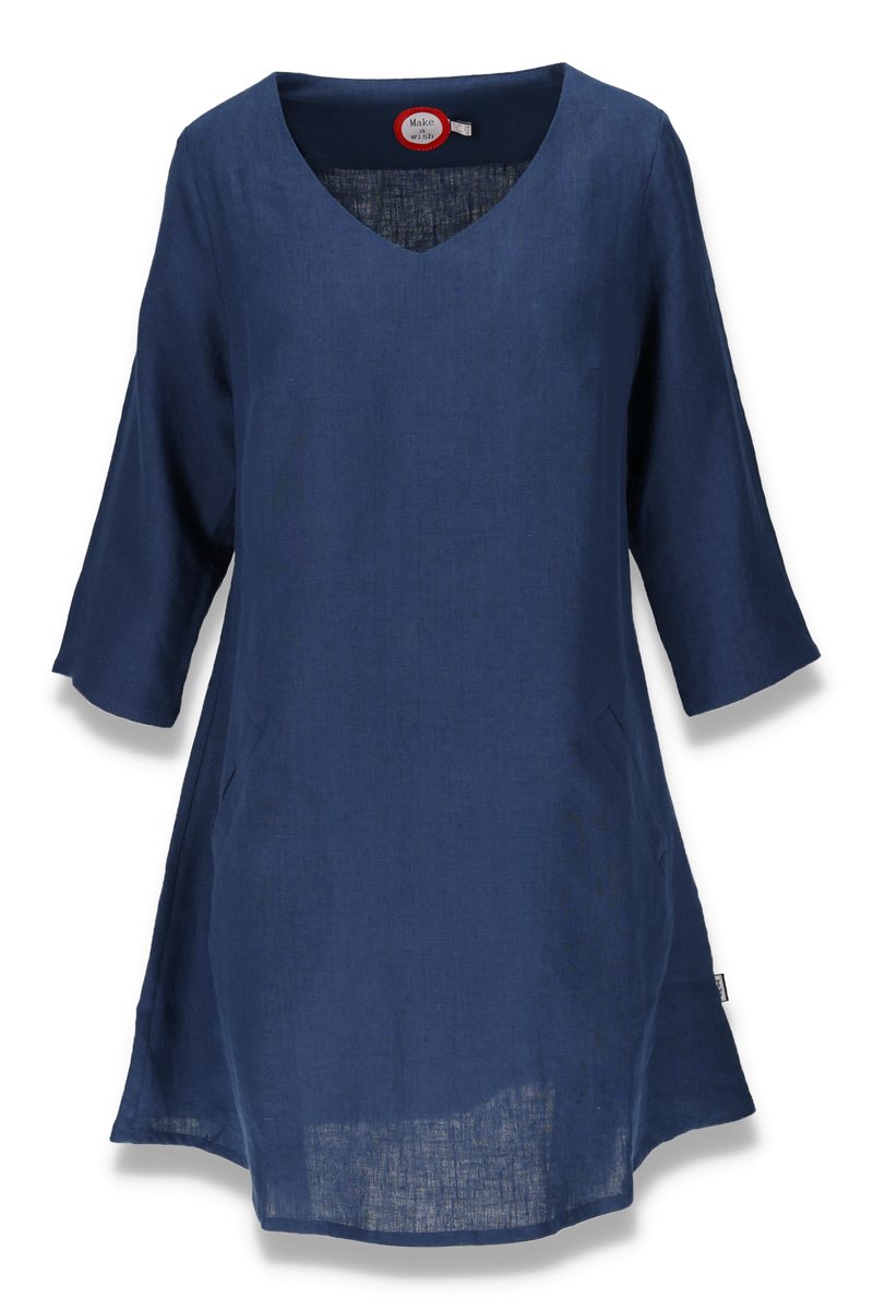 Josefina navy-blue short linnen dress