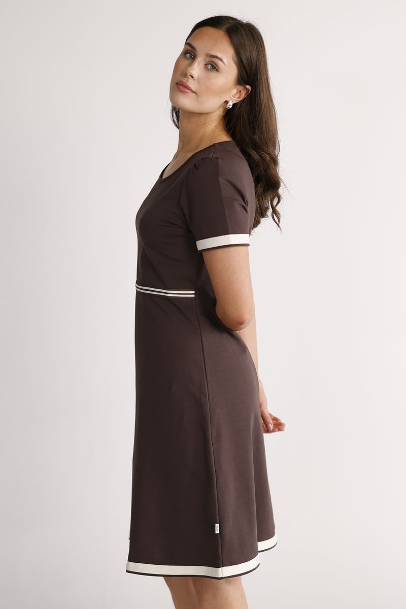 Pauline brown and ecru dress