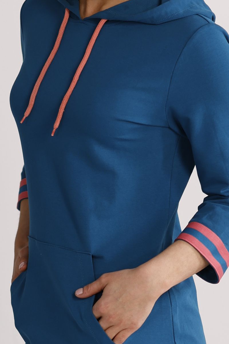 Dagny petrol and coral dress
