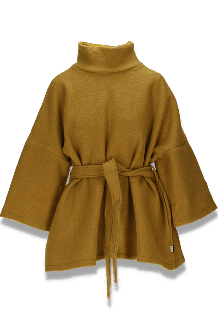 Main Image Hailey wool poncho in ochre yellow