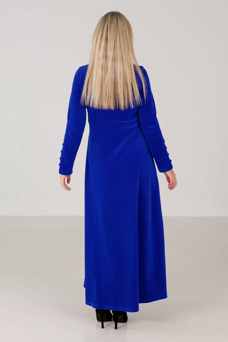 dust blue dress Dusty Blue Halter Neck Slit A-line Chiffon Long Bridesmaid Prom Dress main image 0